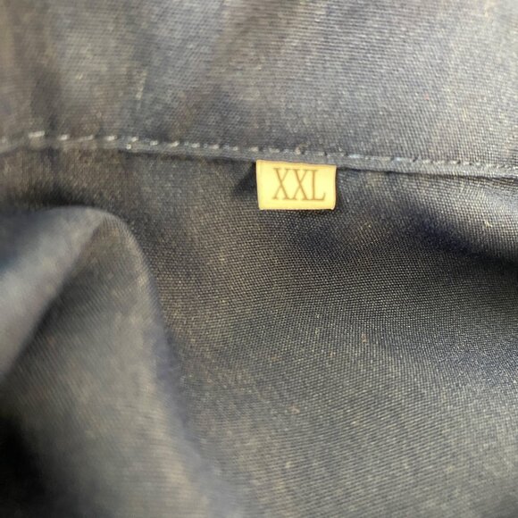 Mens Navy Blue Button-Up Shirt Classic Collar Long-Sleeve Size XXL - Picture 3 of 4